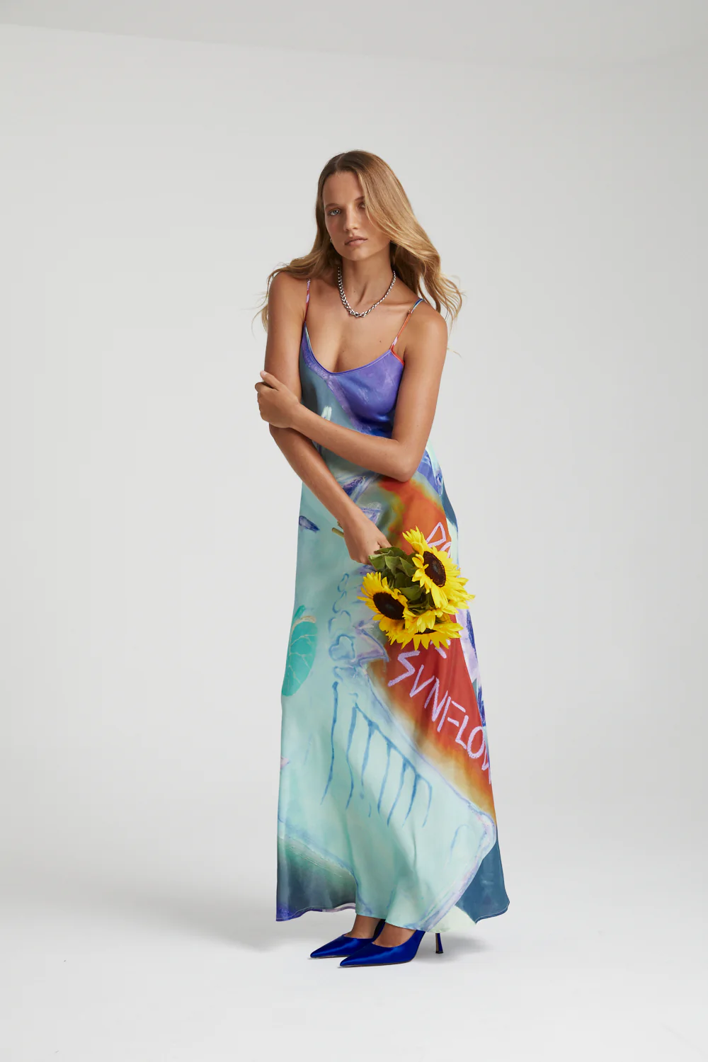 SUMMI SUMMI Womens Siren Dress - Blue Sunflower - Image 7