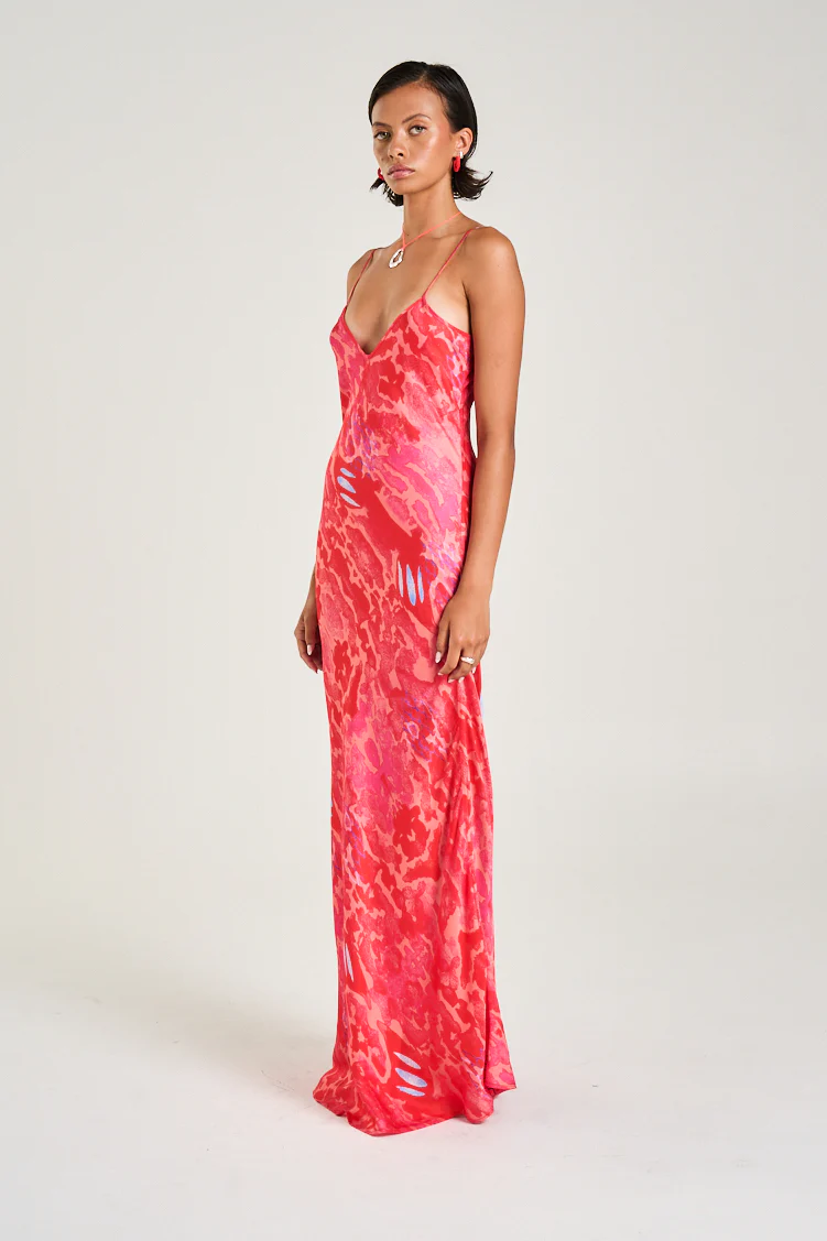 SUMMI SUMMI Womens Siren Maxi Dress in Red Cycloid Print - Image 2