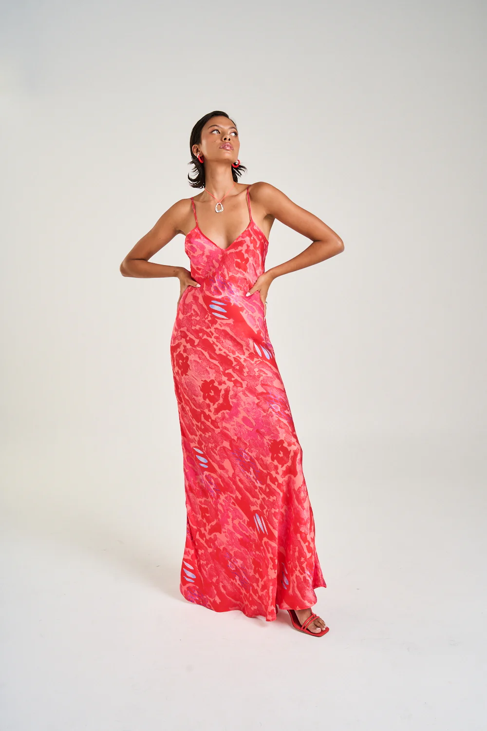 SUMMI SUMMI Womens Siren Maxi Dress in Red Cycloid Print - Image 5