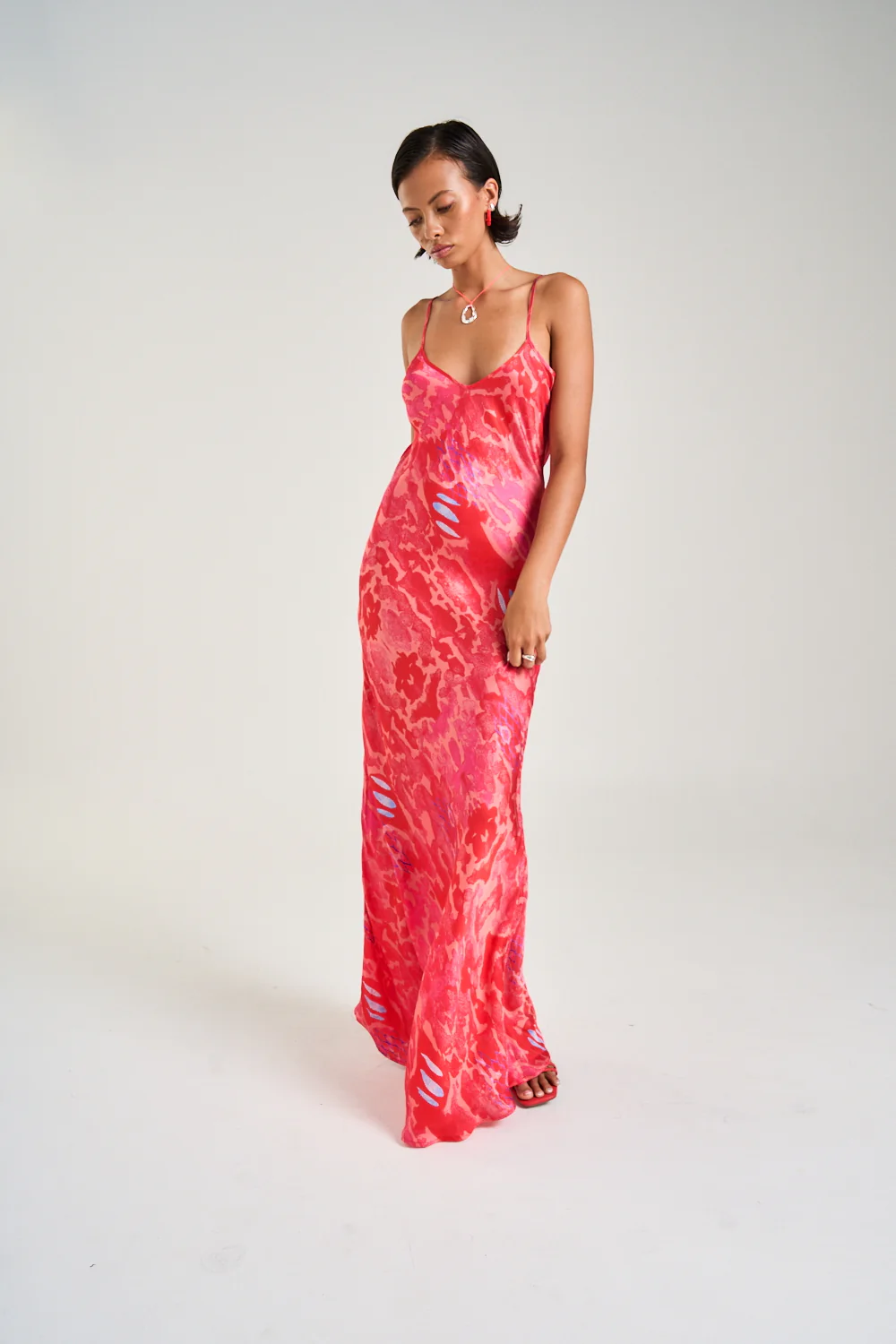 SUMMI SUMMI Womens Siren Maxi Dress in Red Cycloid Print - Image 6