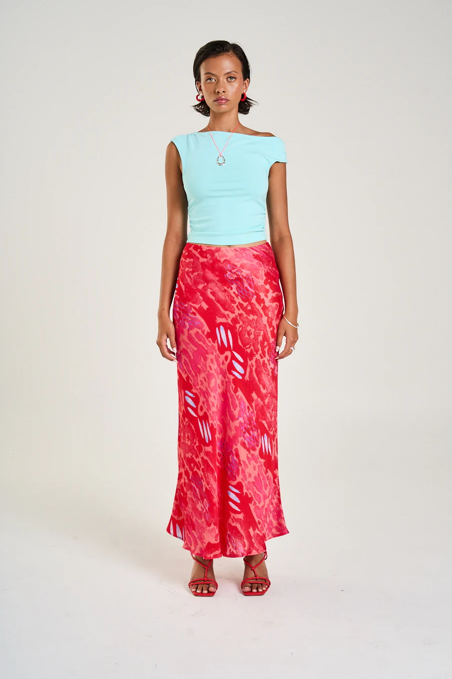 SUMMI SUMMI Womens Slip Skirt in Red Cycloid Print - Image 10