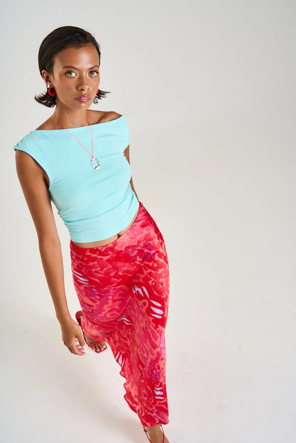 SUMMI SUMMI Womens Slip Skirt in Red Cycloid Print - Image 5