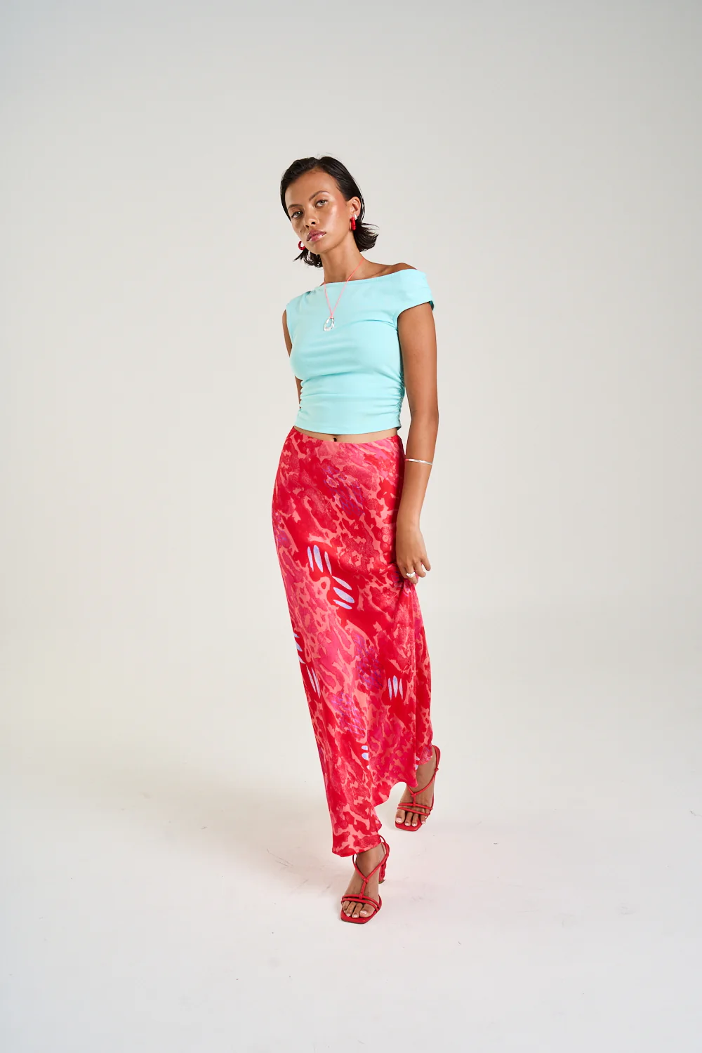 SUMMI SUMMI Womens Slip Skirt in Red Cycloid Print - Image 8