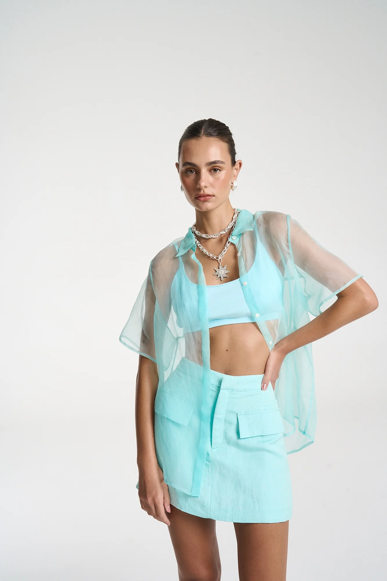 SUMMI SUMMI Womens Sports Crop in Aqua - Image 6