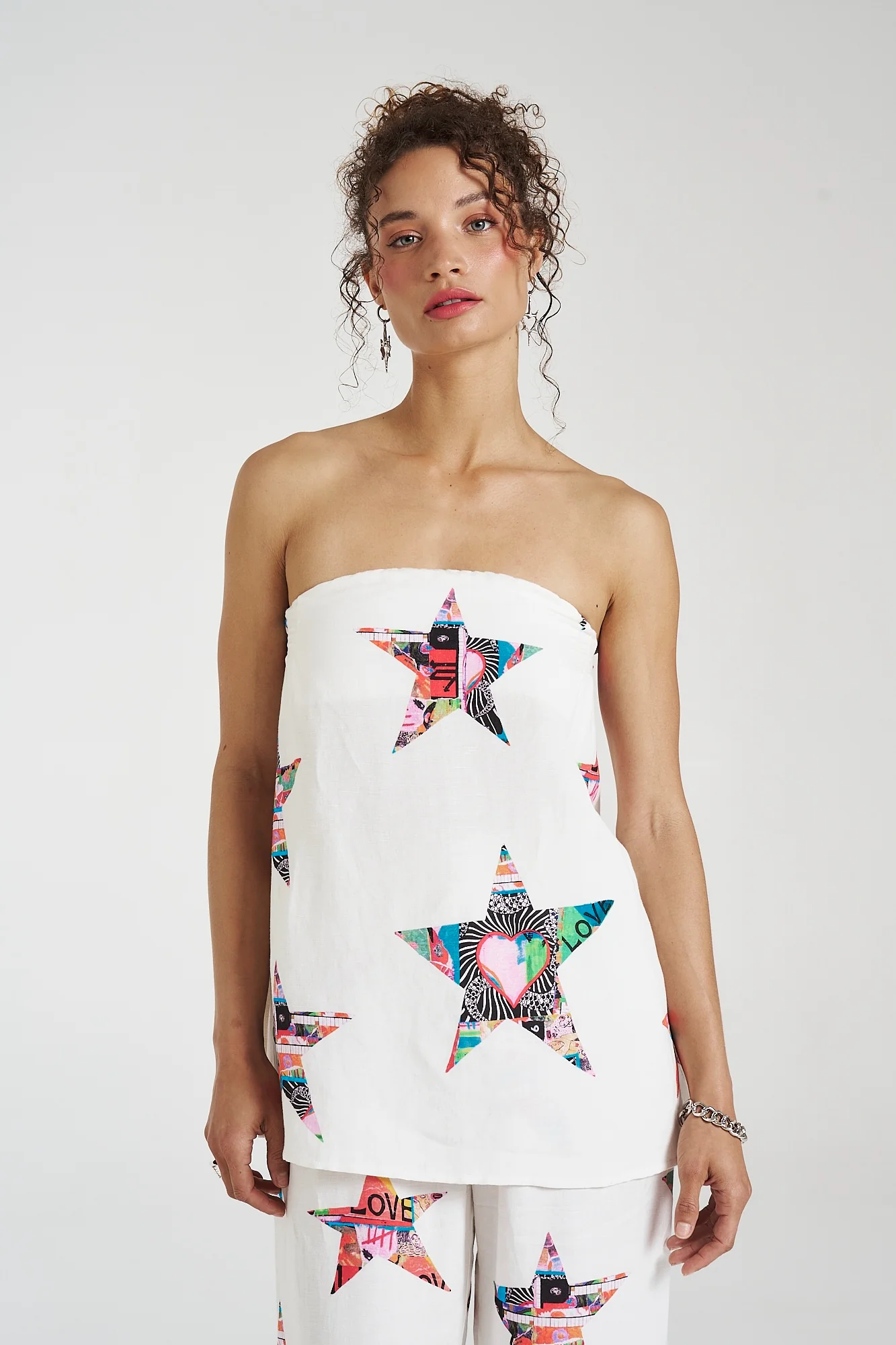SUMMI SUMMI Womens Strapless Shift Linen Top - Star X Lovers - Image 10