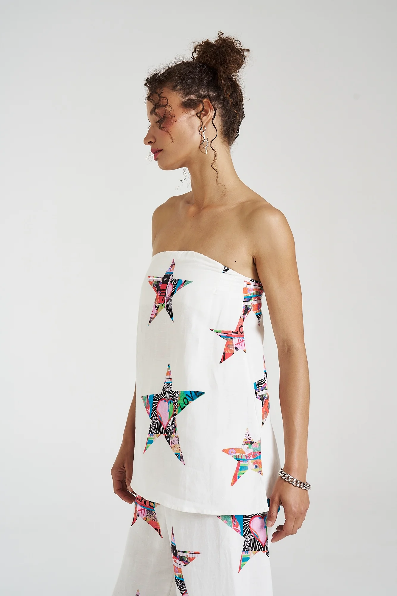 SUMMI SUMMI Womens Strapless Shift Linen Top - Star X Lovers - Image 2