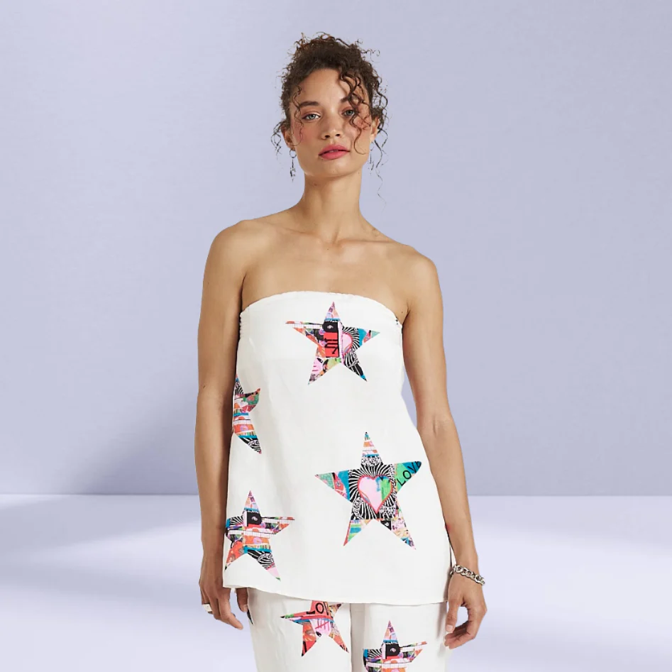 SUMMI SUMMI Womens Strapless Shift Linen Top - Star X Lovers - Image 6