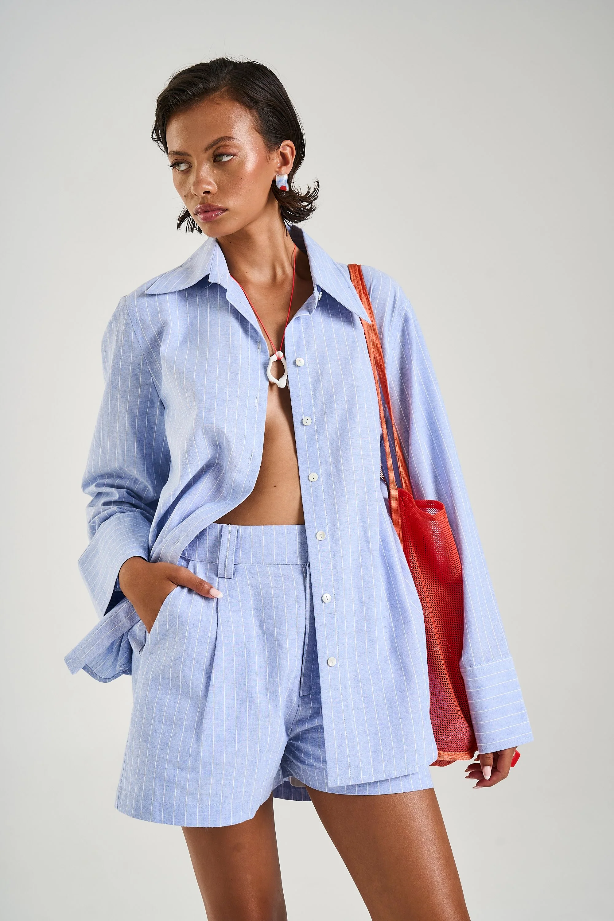 SUMMI SUMMI Womens Tailored Short in Sea Stripe - Image 6