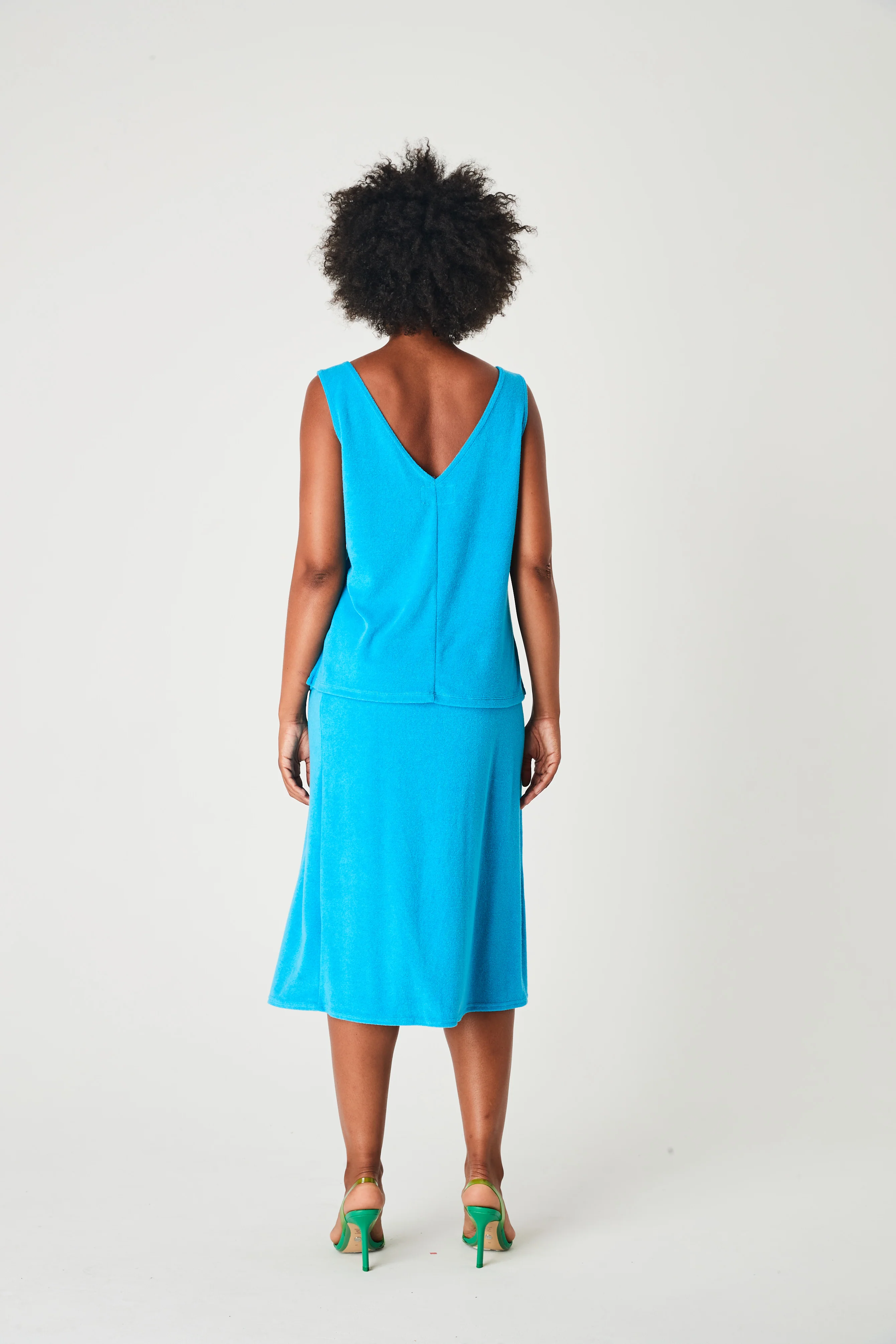 SUMMI SUMMI Womens Terry Loose V Neck Top Azure - Image 6