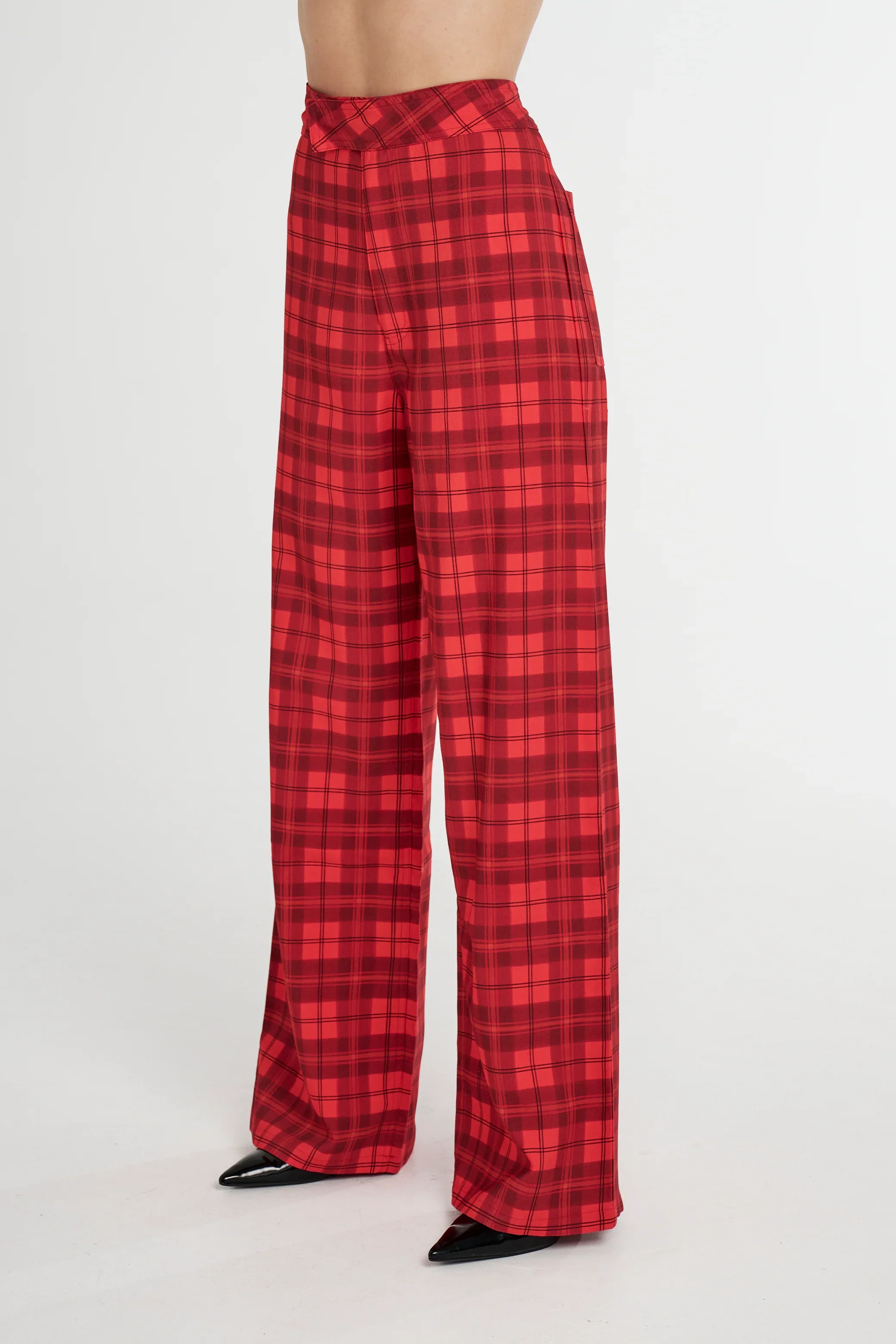 SUMMI SUMMI Womens Tippi High Waisted Pant Fiery Red Plaid - Image 3