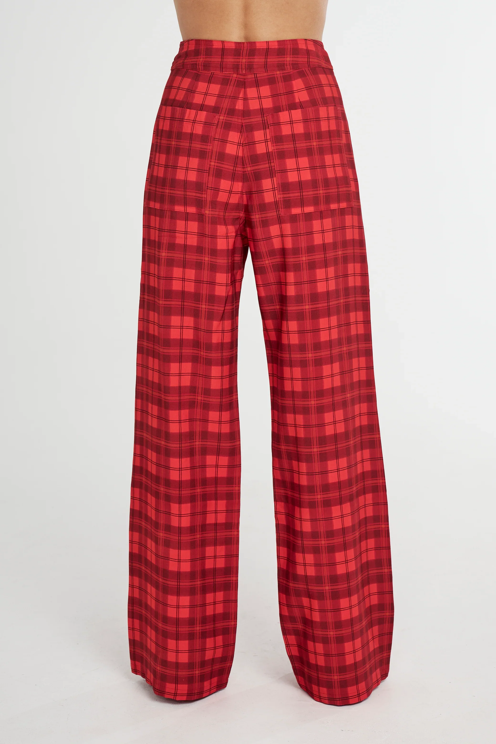 SUMMI SUMMI Womens Tippi High Waisted Pant Fiery Red Plaid - Image 4