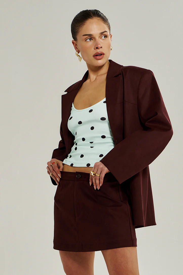 SUMMI SUMMI Womens Vegan Suede Jacket in Syrah - Image 3