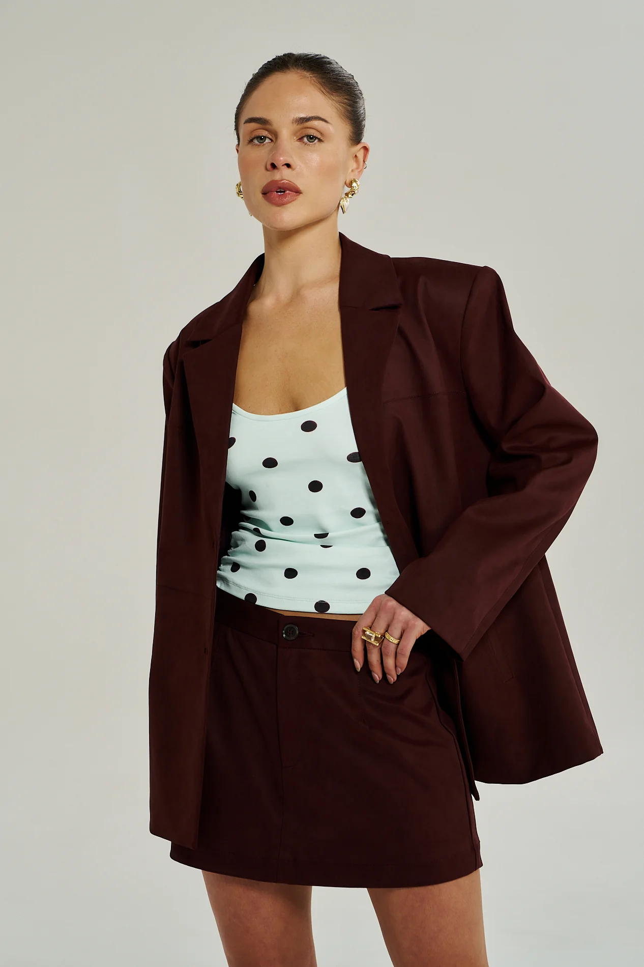 SUMMI SUMMI Womens Vegan Suede Jacket in Syrah - Image 5