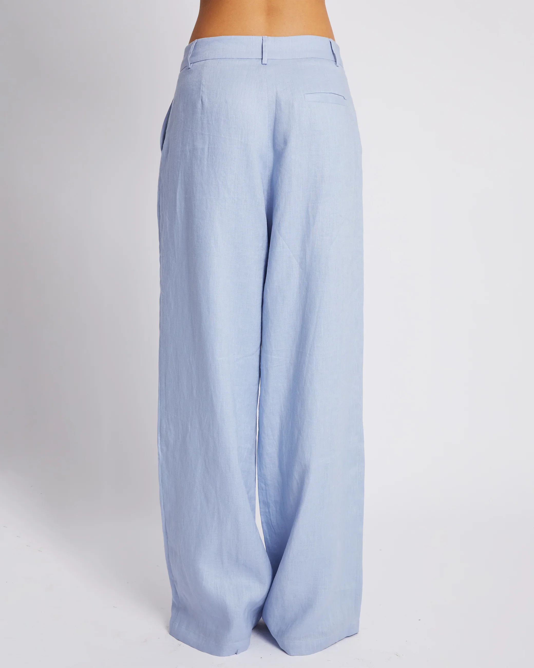 SUMMI SUMMI Womens Wide Leg  Linen Trousers - Alice Blue - Image 4