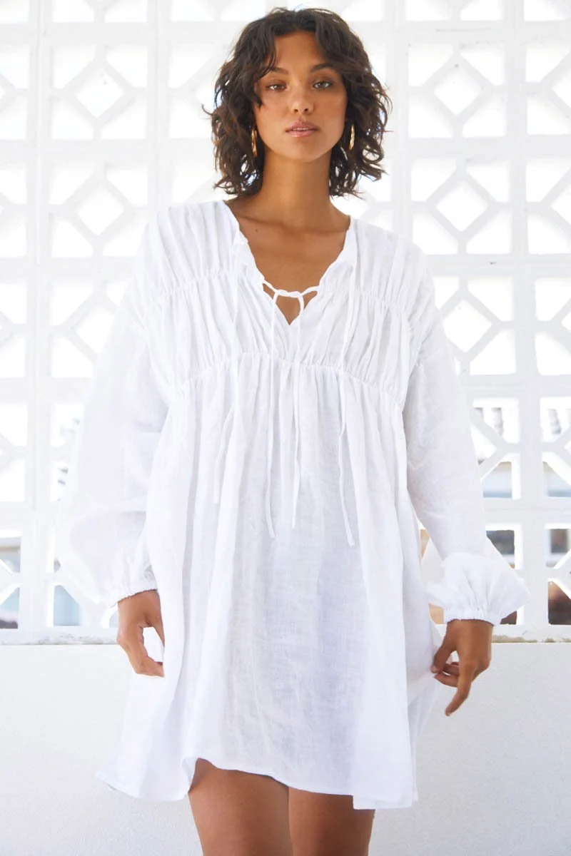Sundays The Label WOMENS ARIES LINEN DRESS - WHITE - Image 2