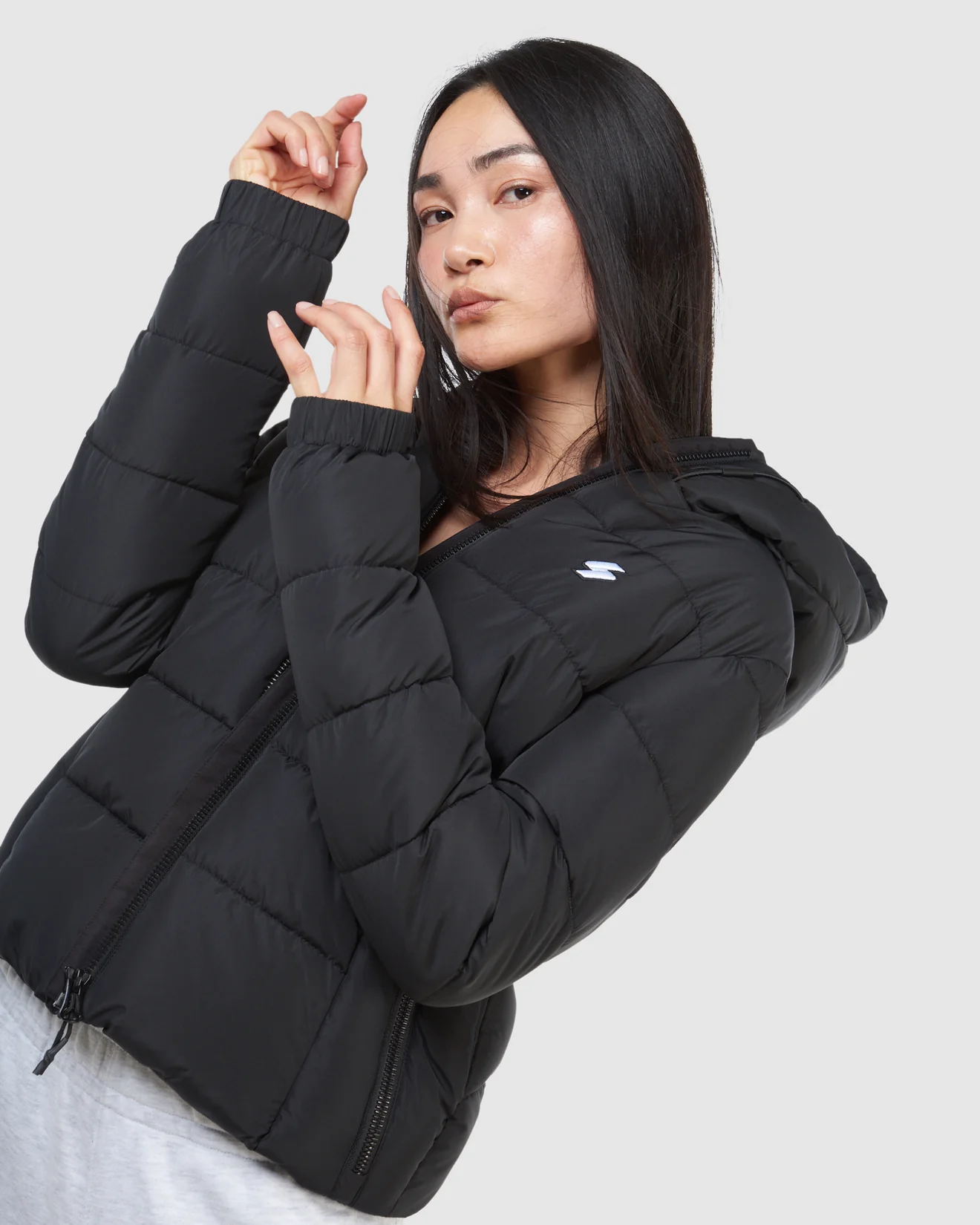 SUPERDRY Womens Hooded Spirit Sports Puffer Jacket Black - Image 7