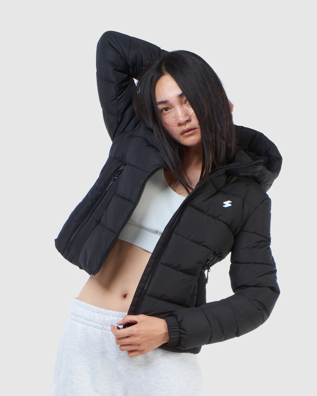 SUPERDRY Womens Hooded Spirit Sports Puffer Jacket Black - Image 8