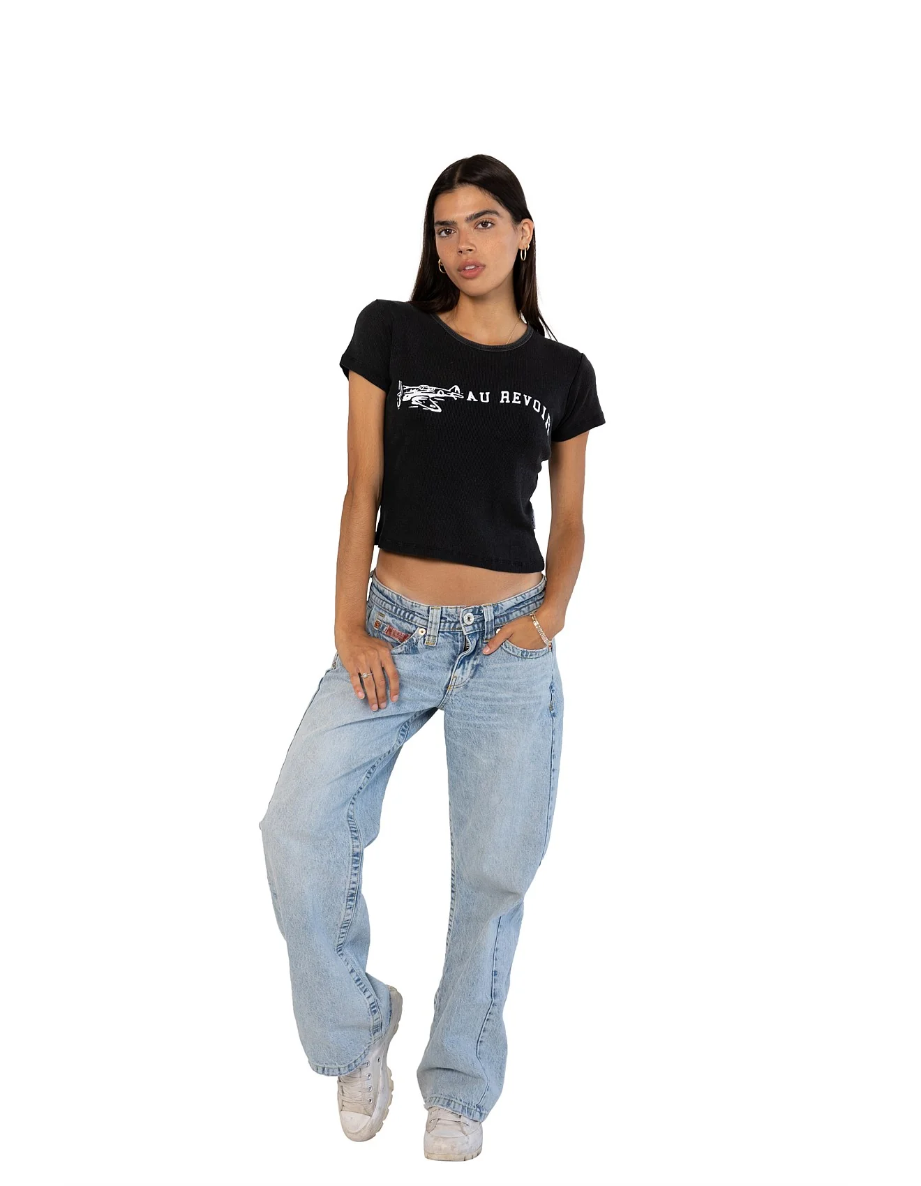 THE LAUNDRY ROOM Womens Au Revoir Baby Tee in Black Snow - Image 3