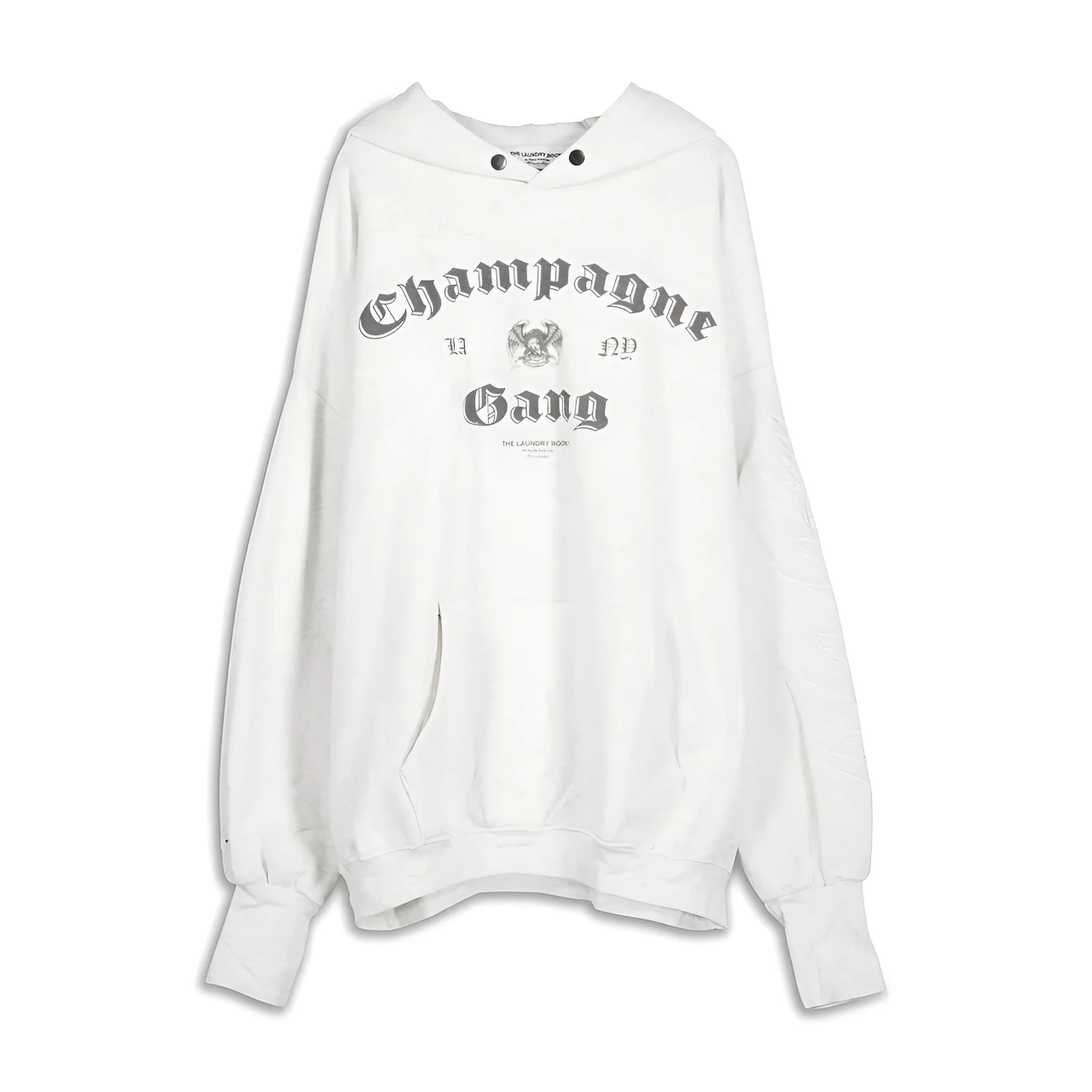 THE LAUNDRY ROOM Womens Champagne Gang Hideout Hooded Jumper - Pebble Heather - Image 4