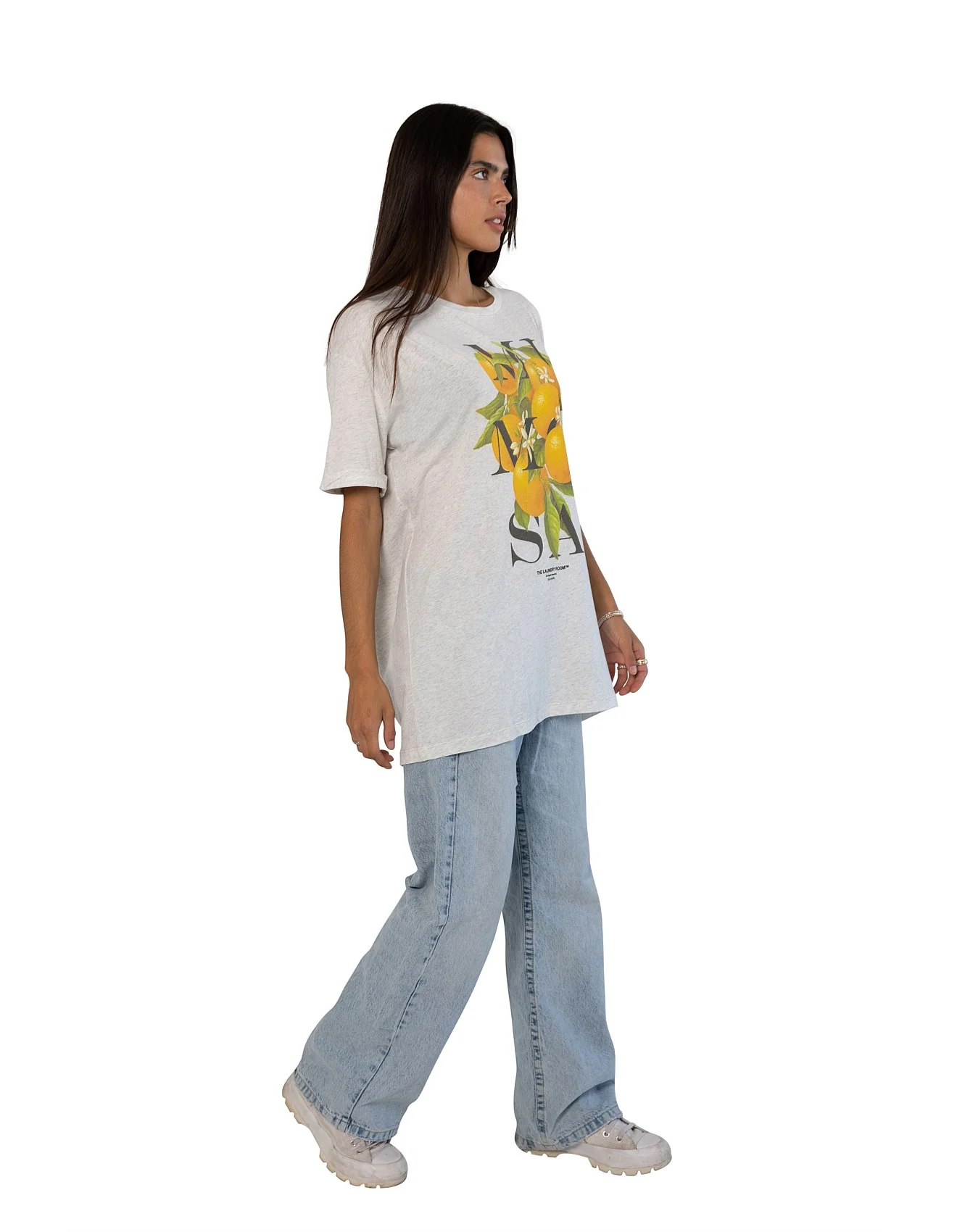 THE LAUNDRY ROOM Womens Mimosa Oversized Tee in Pebble Heather - Image 3