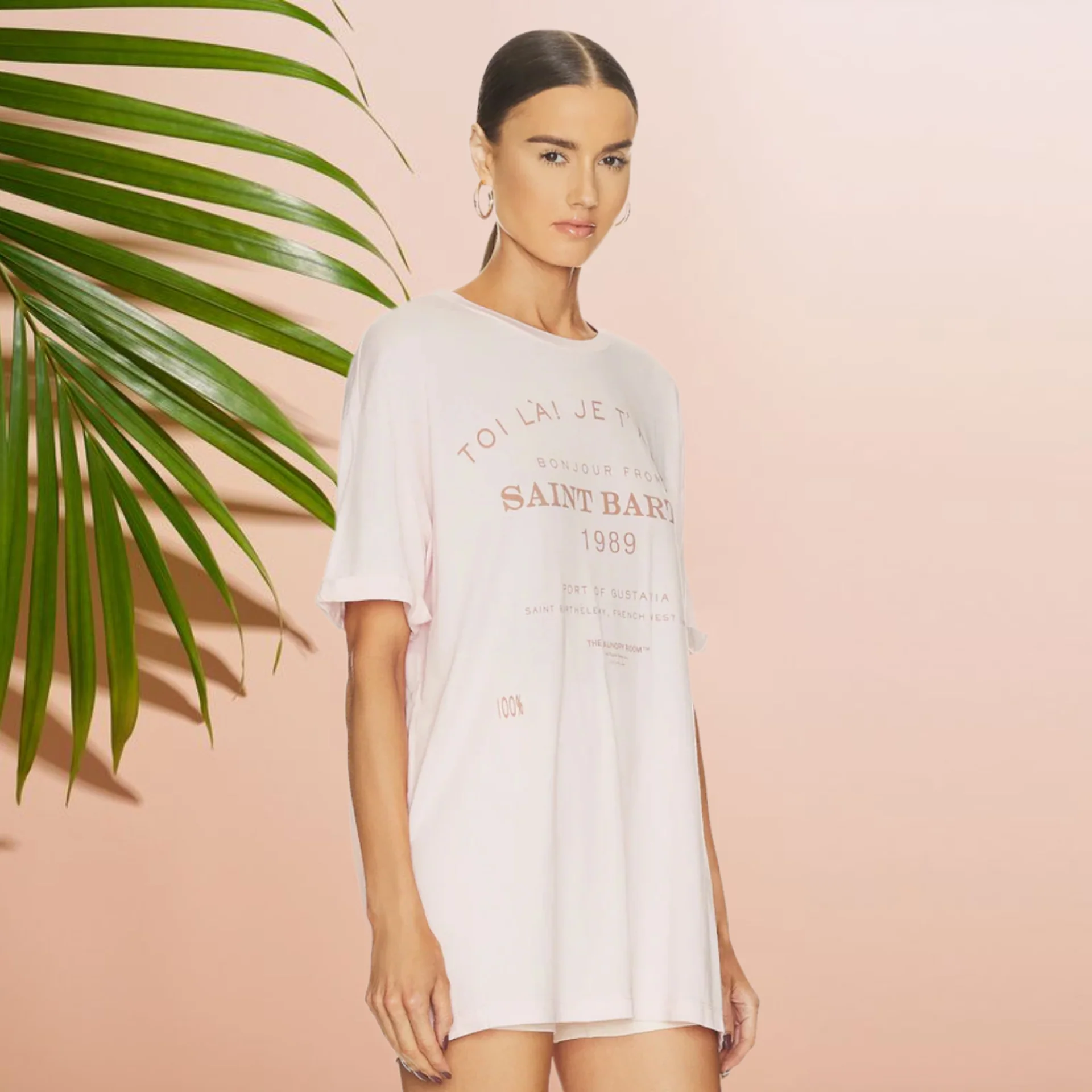 THE LAUNDRY ROOM Womens Saint Barth 89 Oversized Tee - Blush Pink - Image 12