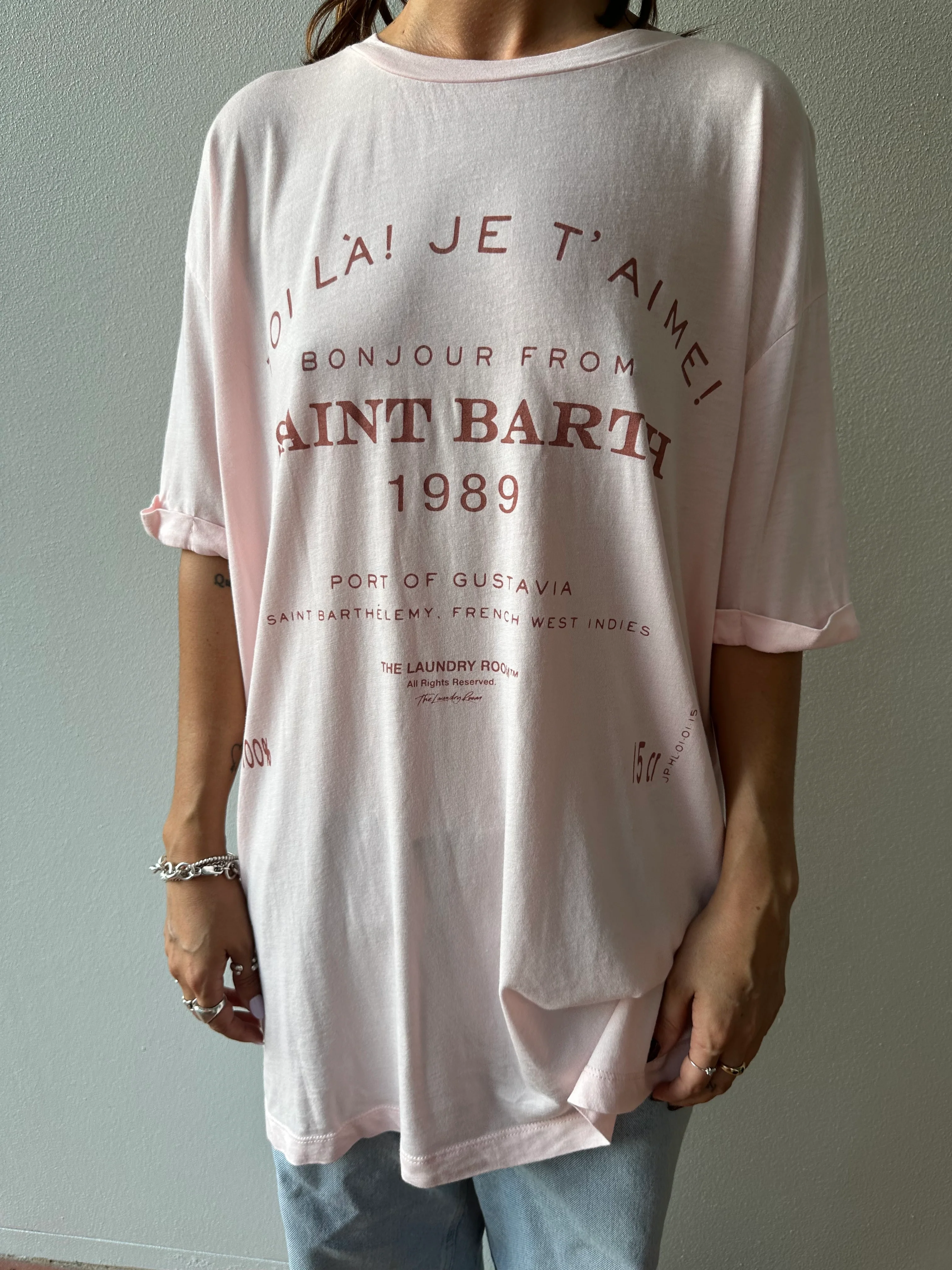 THE LAUNDRY ROOM Womens Saint Barth 89 Oversized Tee - Blush Pink - Image 7