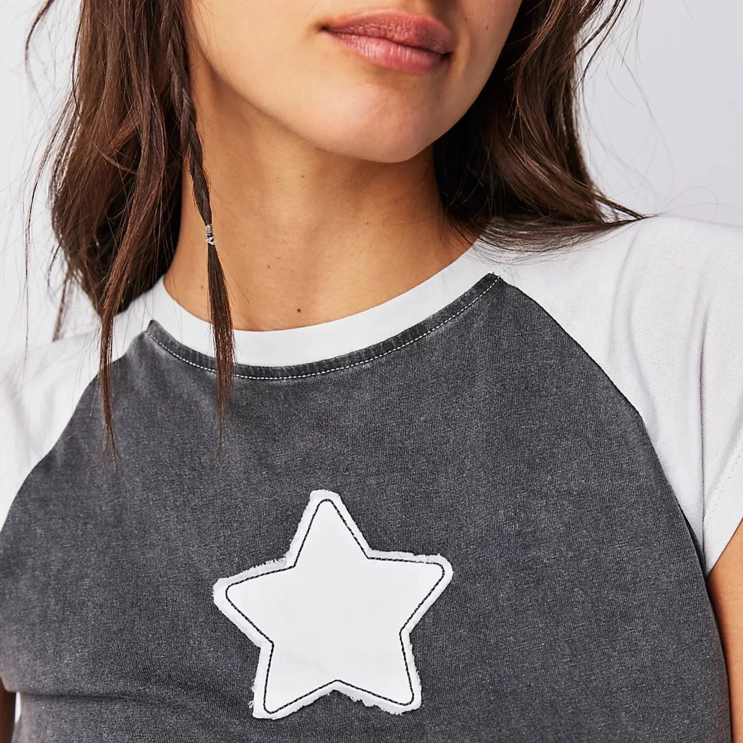 THE LAUNDRY ROOM Womens Stardom Raglan Baby Tee - Black & White - Image 4