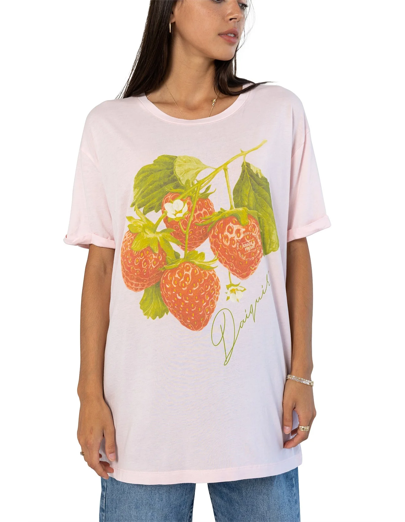 THE LAUNDRY ROOM Womens Strawberry Dacquiri Oversized Tee in Blush Pink - Image 2