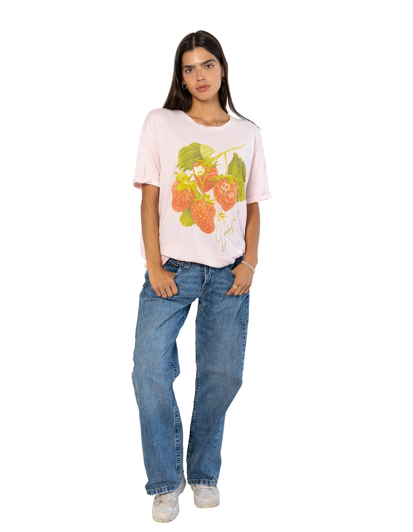 THE LAUNDRY ROOM Womens Strawberry Dacquiri Oversized Tee in Blush Pink - Image 4