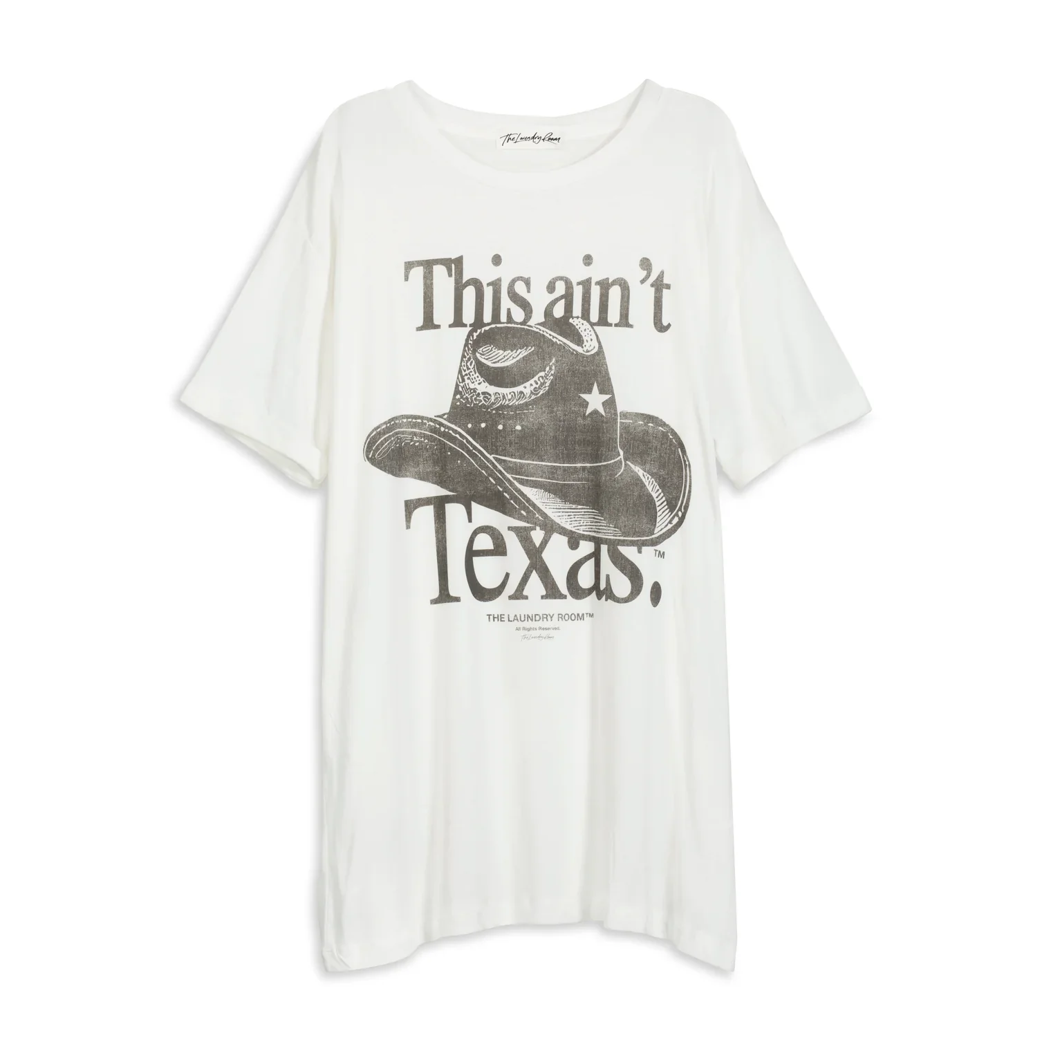 THE LAUNDRY ROOM Womens This Ain't Texas Oversized Tee - White - Image 6