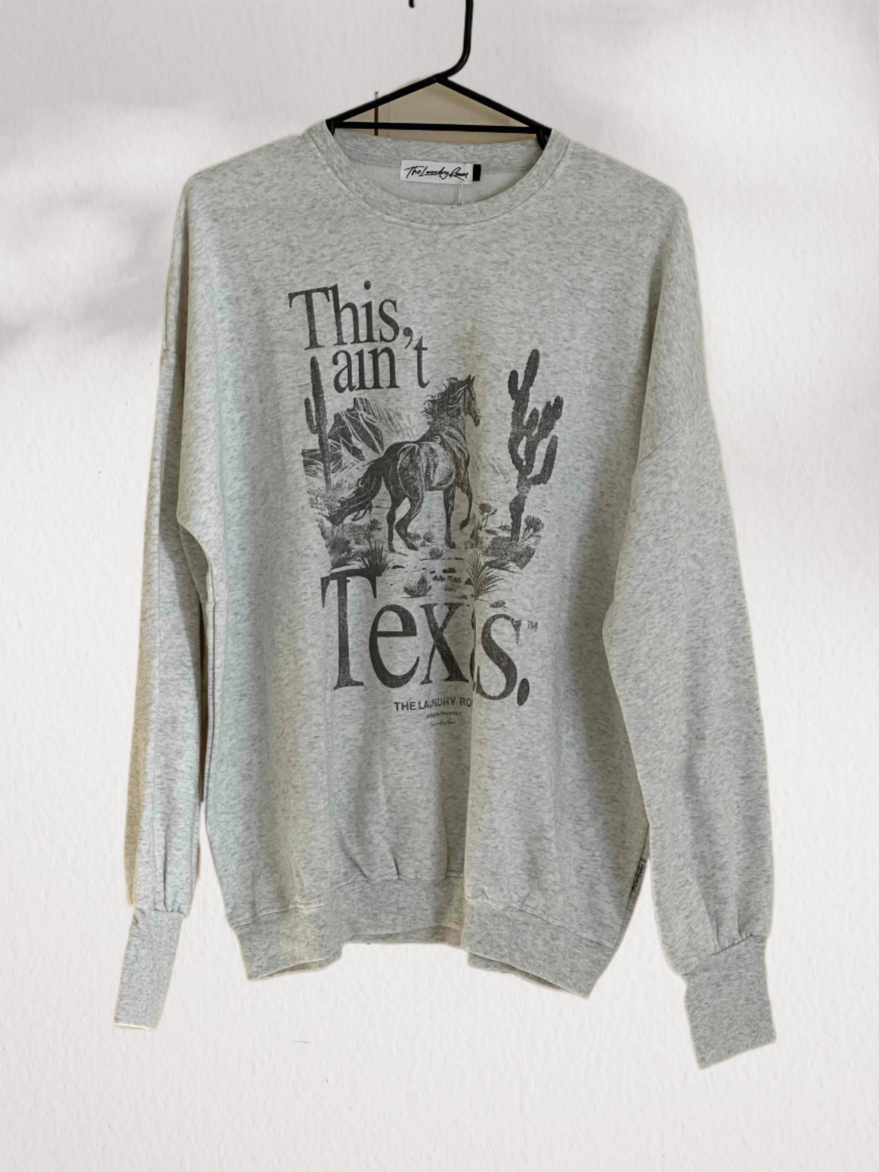 THE LAUNDRY ROOM Womens This Ain't Texas Stallion Jumper - Pebble Heather - Image 4