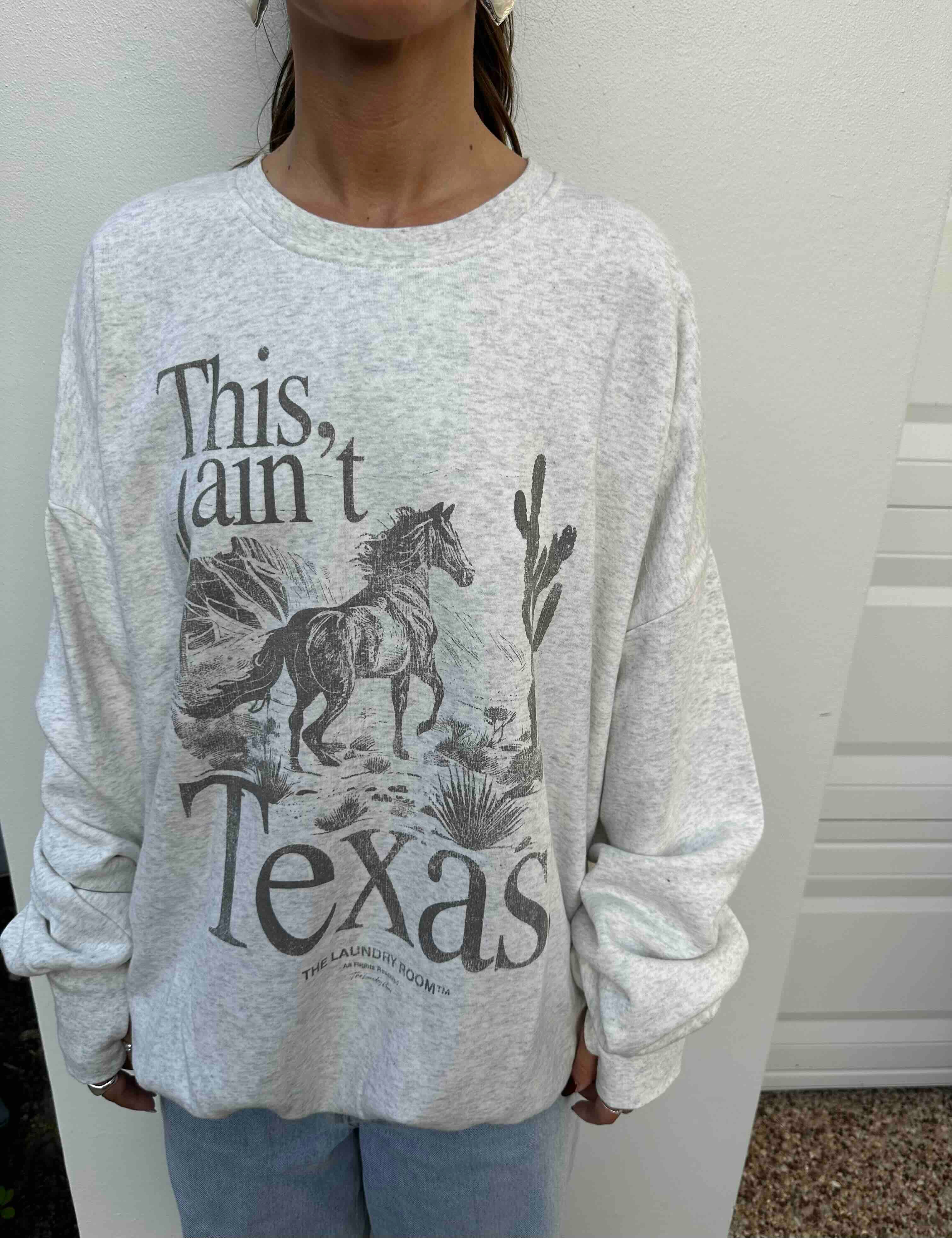 THE LAUNDRY ROOM Womens This Ain't Texas Stallion Jumper - Pebble Heather - Image 6