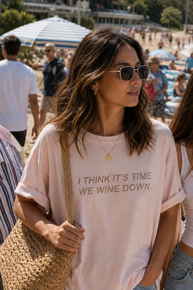 THE LAUNDRY ROOM Womens Wine Down Oversized Tee in Blush Pink - Image 2