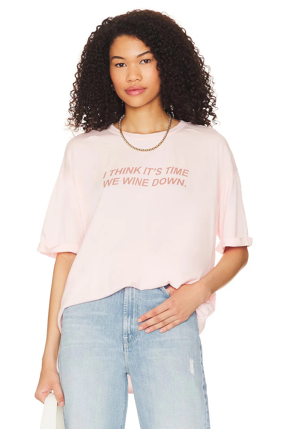 THE LAUNDRY ROOM Womens Wine Down Oversized Tee in Blush Pink - Image 4