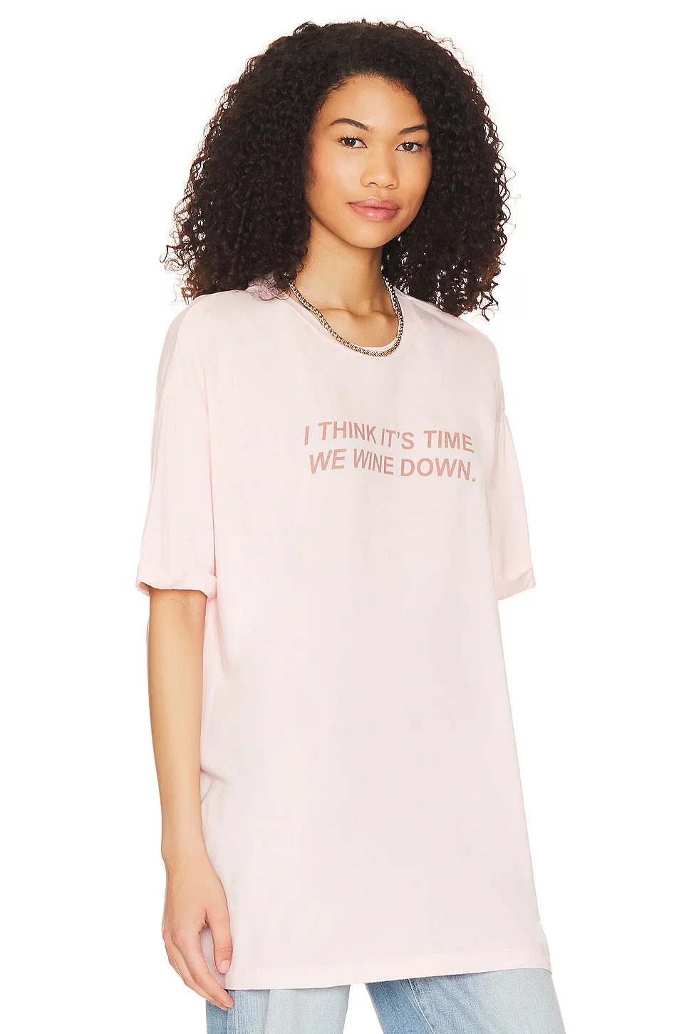 THE LAUNDRY ROOM Womens Wine Down Oversized Tee in Blush Pink - Image 5