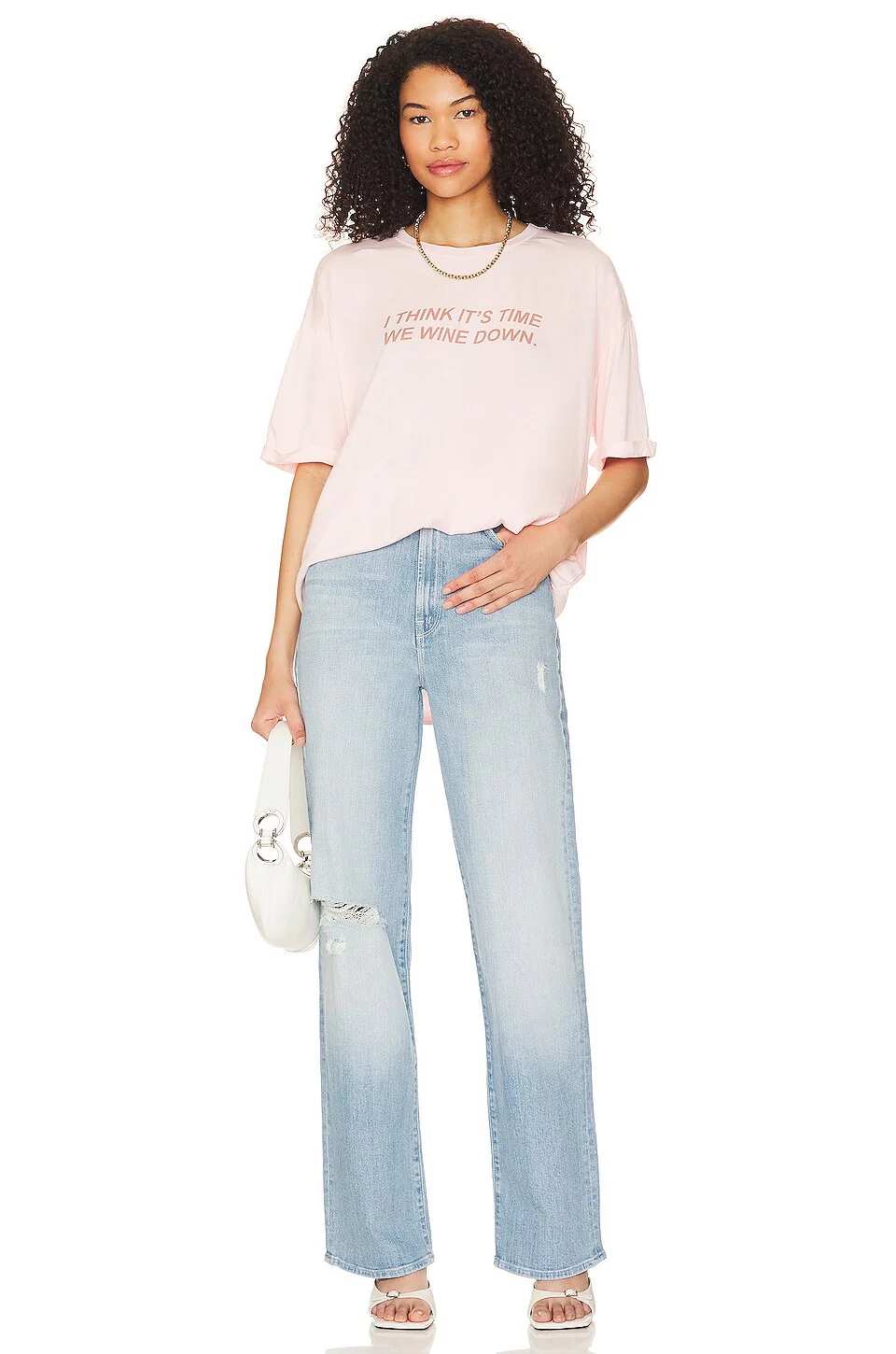 THE LAUNDRY ROOM Womens Wine Down Oversized Tee in Blush Pink - Image 7