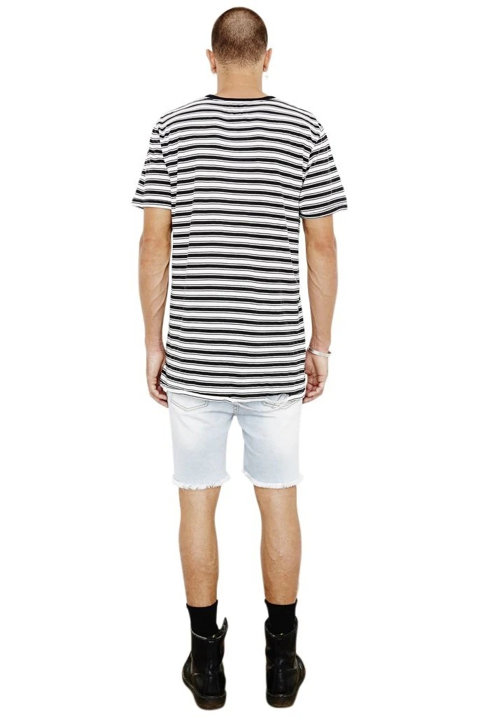 The People Vs MENS 1CM STRIPE TEE BLACK & WHITE - Image 5