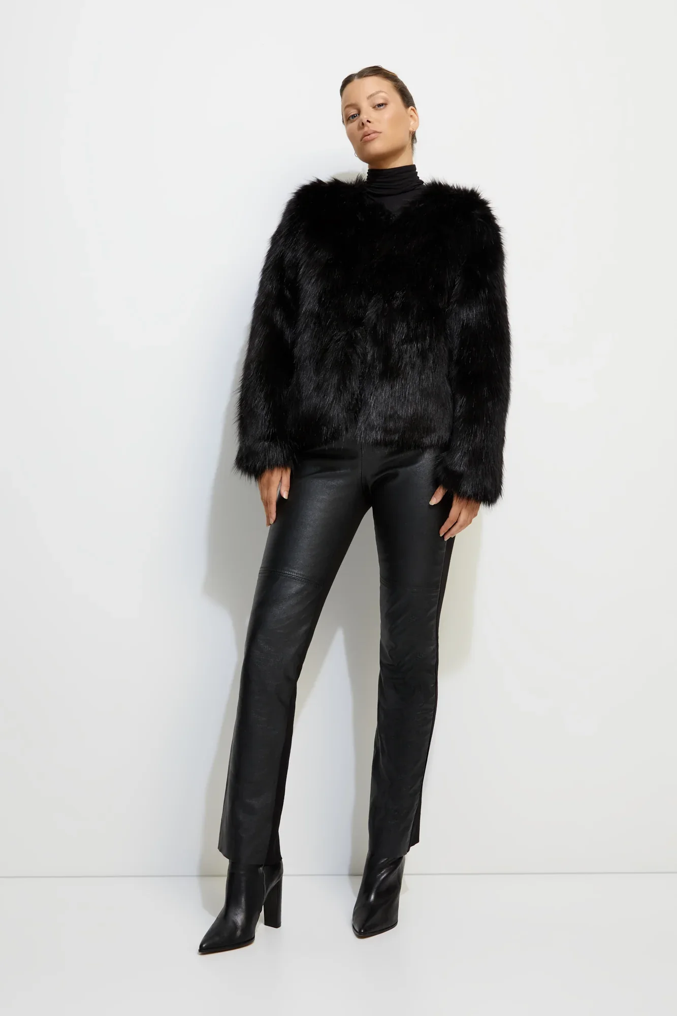 UNREAL FUR Womens Unreal Dream Faux Fur Jacket in Black - Image 3