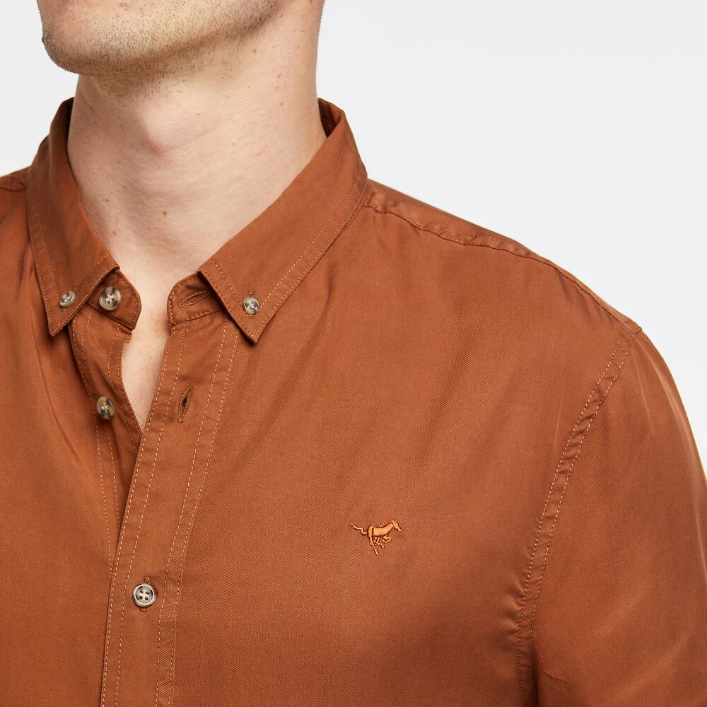 WRANGLER Mens Doing It Clean Shirt - Old Rust - Image 3