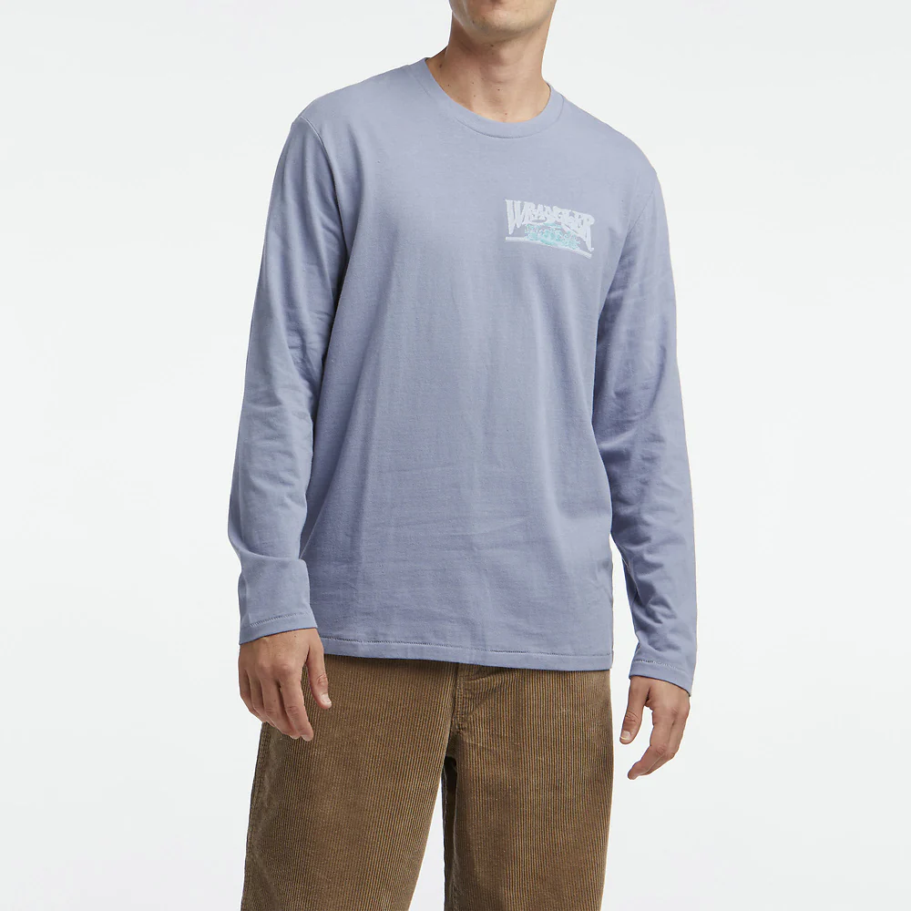 WRANGLER Mens Shroom Long Sleeve Recycled Cotton Tee Shirt Purple Haze - Image 5