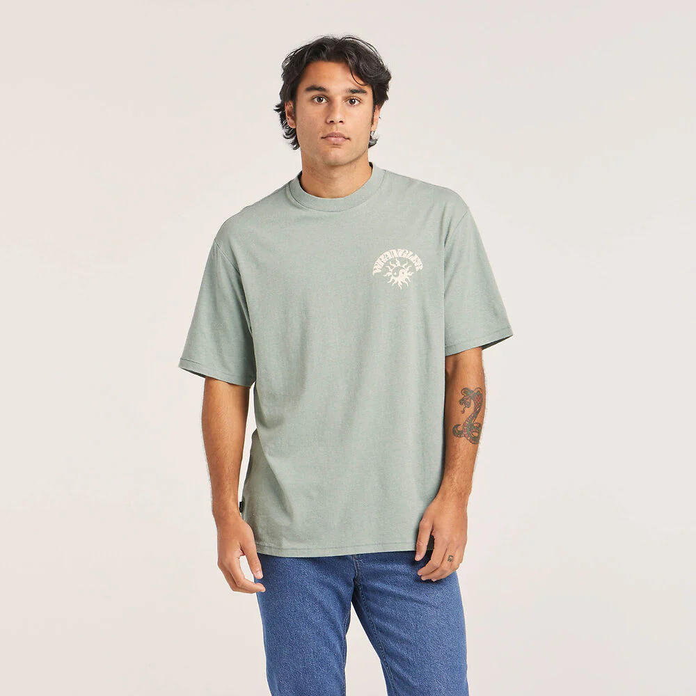 WRANGLER Mens Sun Yin Slacker Recycled Cotton Tee - Washed Jade - Image 3