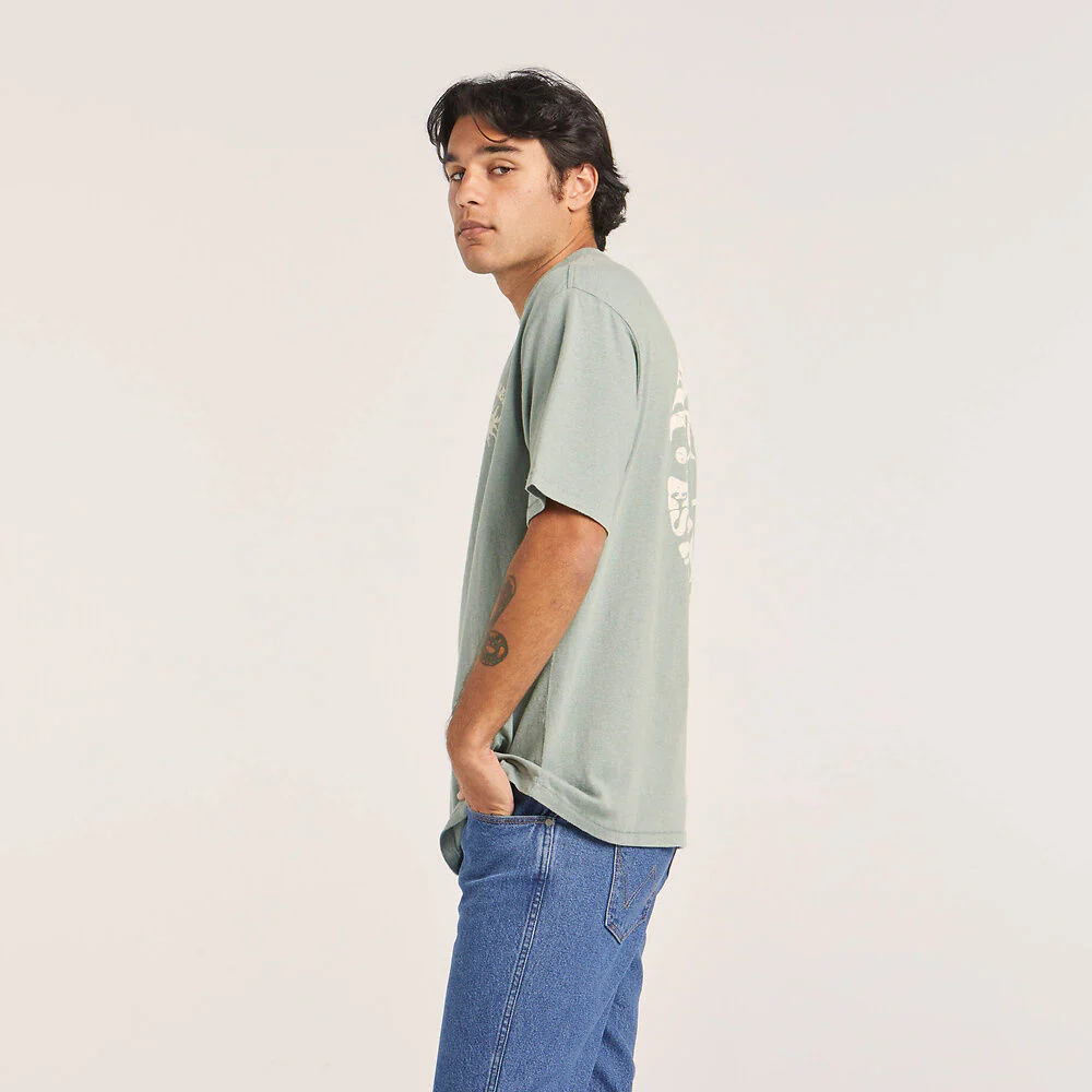 WRANGLER Mens Sun Yin Slacker Recycled Cotton Tee - Washed Jade - Image 4