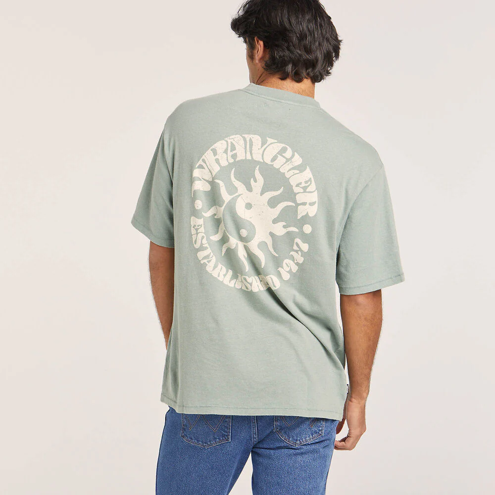 WRANGLER Mens Sun Yin Slacker Recycled Cotton Tee - Washed Jade - Image 5
