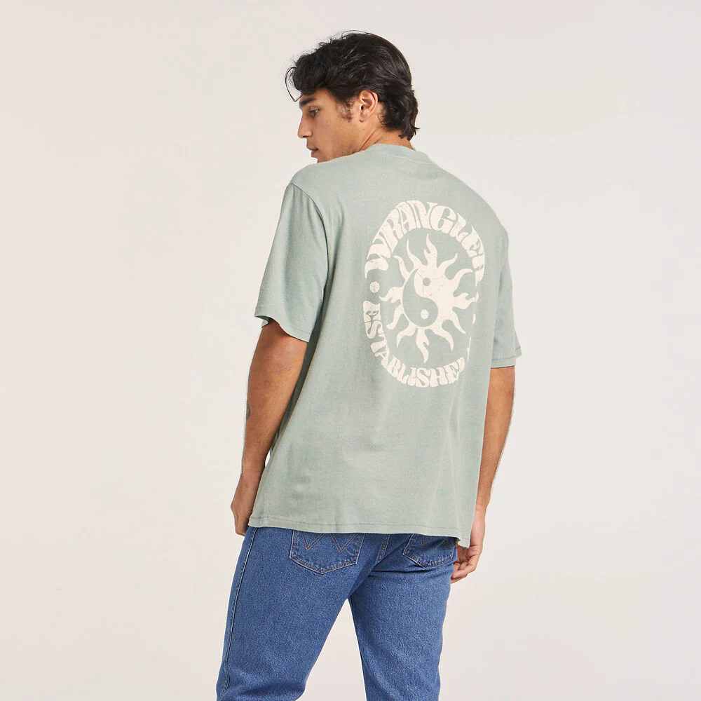 WRANGLER Mens Sun Yin Slacker Recycled Cotton Tee - Washed Jade - Image 6