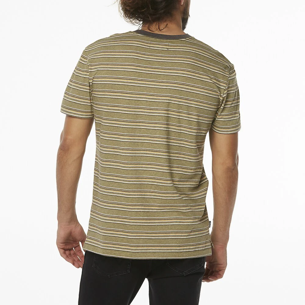 Wrangler Mens Vedder Stripe Tee - Sage Stripe - Image 4