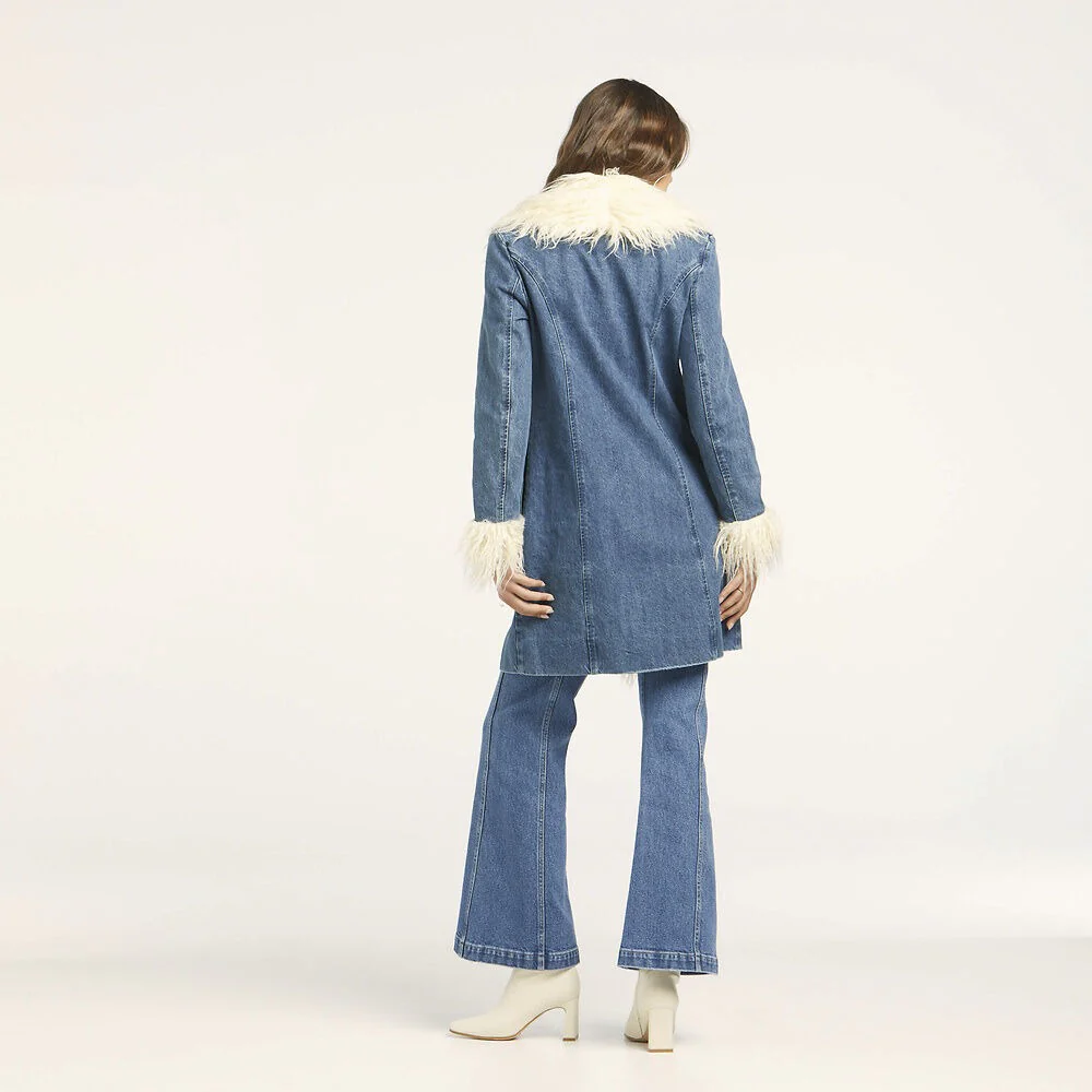 WRANGLER Womens 70's Shag Coat Darleen Denim - Image 2