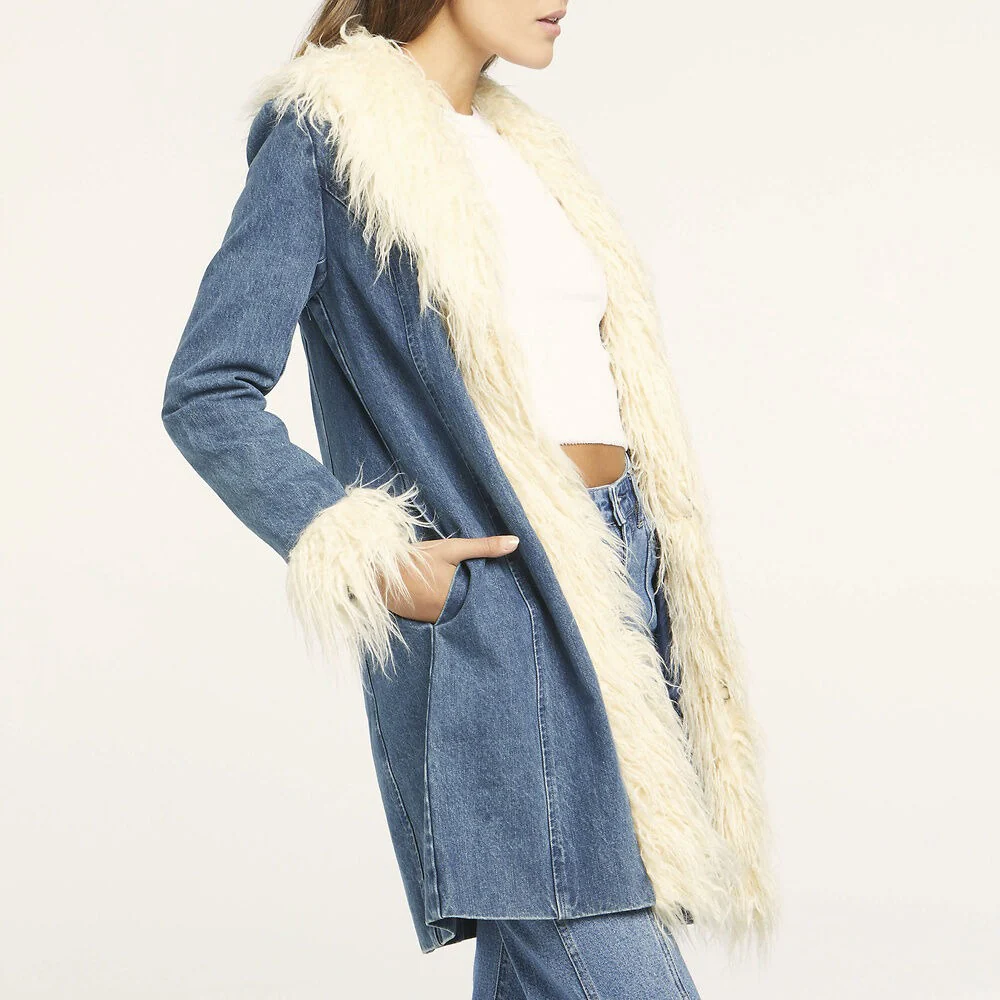 WRANGLER Womens 70's Shag Coat Darleen Denim - Image 3