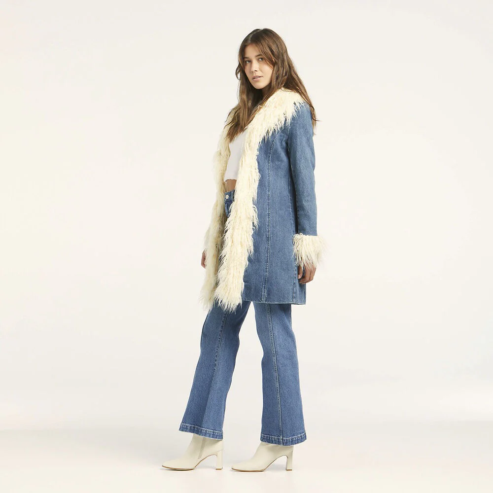 WRANGLER Womens 70's Shag Coat Darleen Denim - Image 4