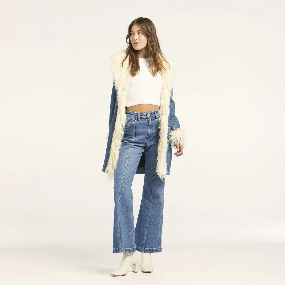 WRANGLER Womens 70's Shag Coat Darleen Denim - Image 5