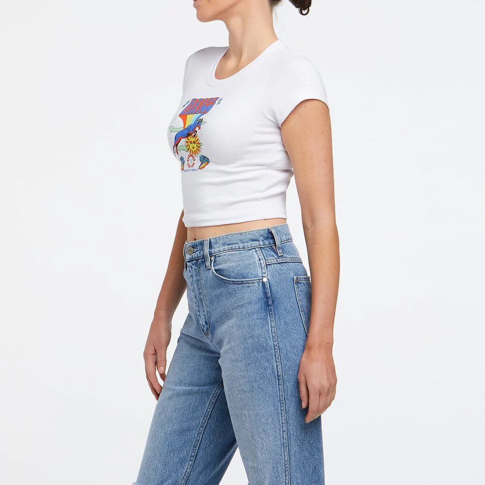 WRANGLER Womens Aries Organic Cotton Baby Tee Shirt White - Image 3